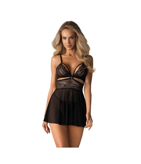 838-BAB-1 babydoll - Noir